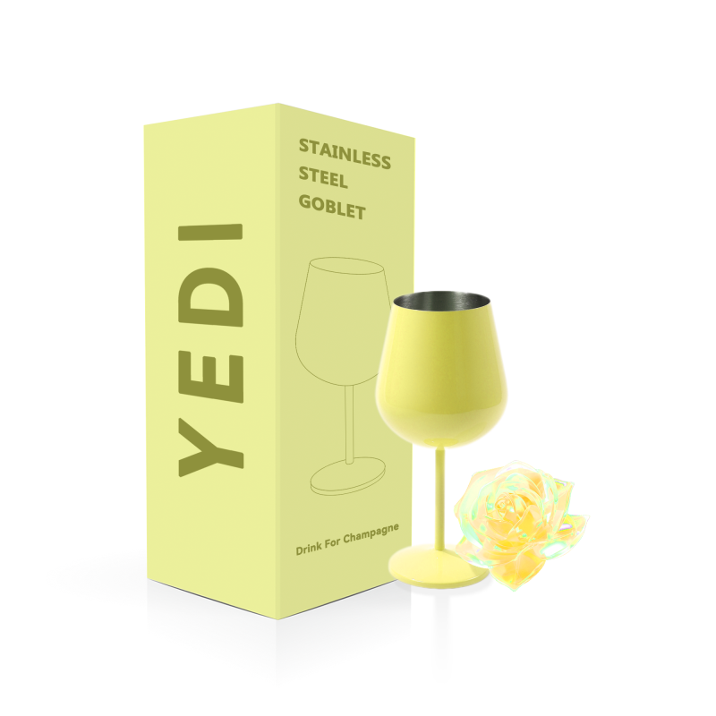 YEDI Customizable Logo Double Wall Insulated Unbreakable Wine Tumbler Stainless Steel Goblet Lids Insulated Stem Size Options