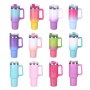 Double Wall Vacuum Sealed 40oz Insulated Travel Mug Tumbler with Handle Stainless Steel Cup with Straw and Lid