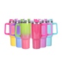 Double Wall Vacuum Sealed 40oz Insulated Travel Mug Tumbler with Handle Stainless Steel Cup with Straw and Lid