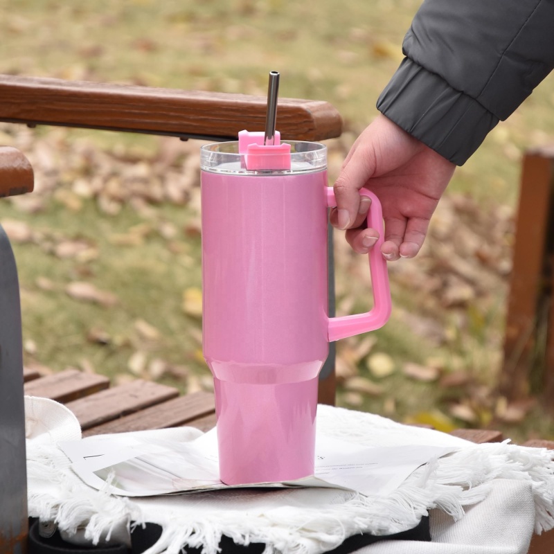 40oz Sublimation Shimmer Tumbler Green Pink Stainless Steel Straw Lid Insulated Double Wall Vacuum Reusable Cups with Handle
