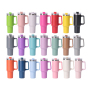 40oz Stainless Steel Thermal Tumbler with Handle Hot Coffee Mug Cup with Customizable Logo Portable Vacuum Flask with Straws