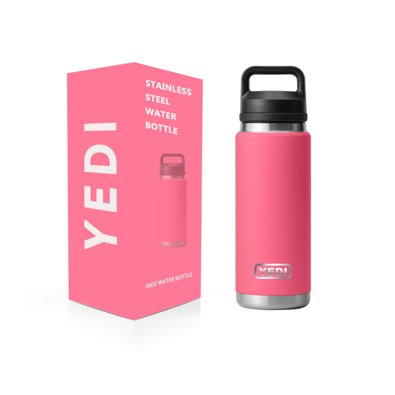 YEDI Tropical Pink 26oz  Custom Logo Double Wall Vacuum Insulated Bottles Small Mouth 304 Stainless Steel Rubber Water Bottles