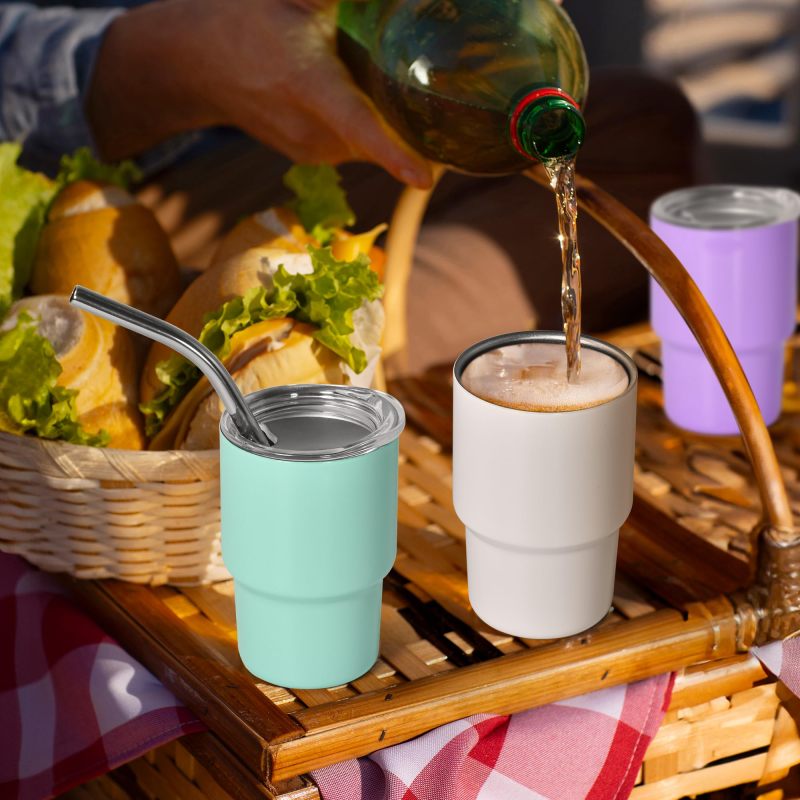 YEDI 3oz Mini Tumbler Shot Glass with Straw Cute Stainless Steel Blank Shot Glasses Set for Parties Drink Cup