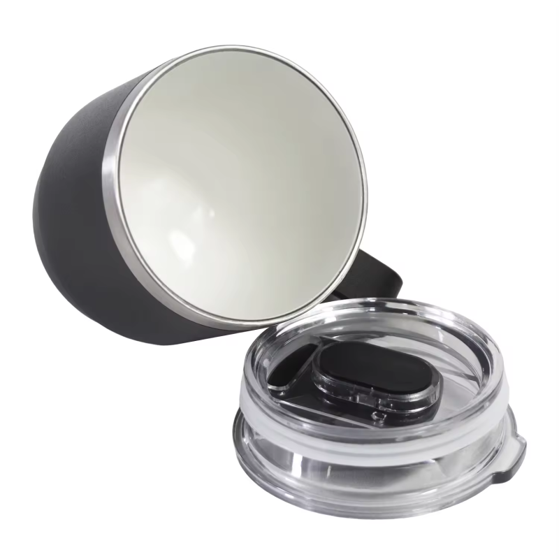 YEDI 2-teiliger stapelbarer Kaffeebecher aus Edelstahl (6 ml) mit Keramikauskleidung, Metallgriff und magnetischem Schiebedeckel