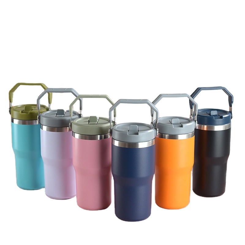 YEDI 20oz 30oz Edelstahl Thermo-Trinkgeschirr Isolierter Reisebecher Weithals-Camping-Vakuumbecher mit Strohhalm