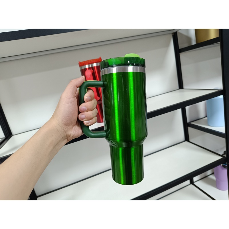 H2.0 in Stock 40oz Travel Coffee Mug Red Green Christmas Tumbler for Laser Engraved Christmas Vacation Tumbler for Sublimation