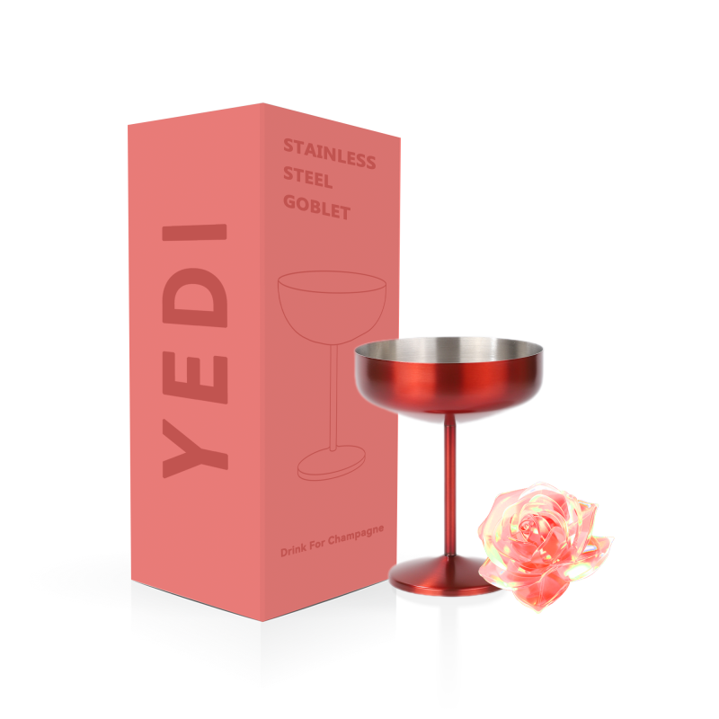 YEDI BPA Free 300ml 18/8 Stainless Steel Cocktail Glass Wine Tumbler