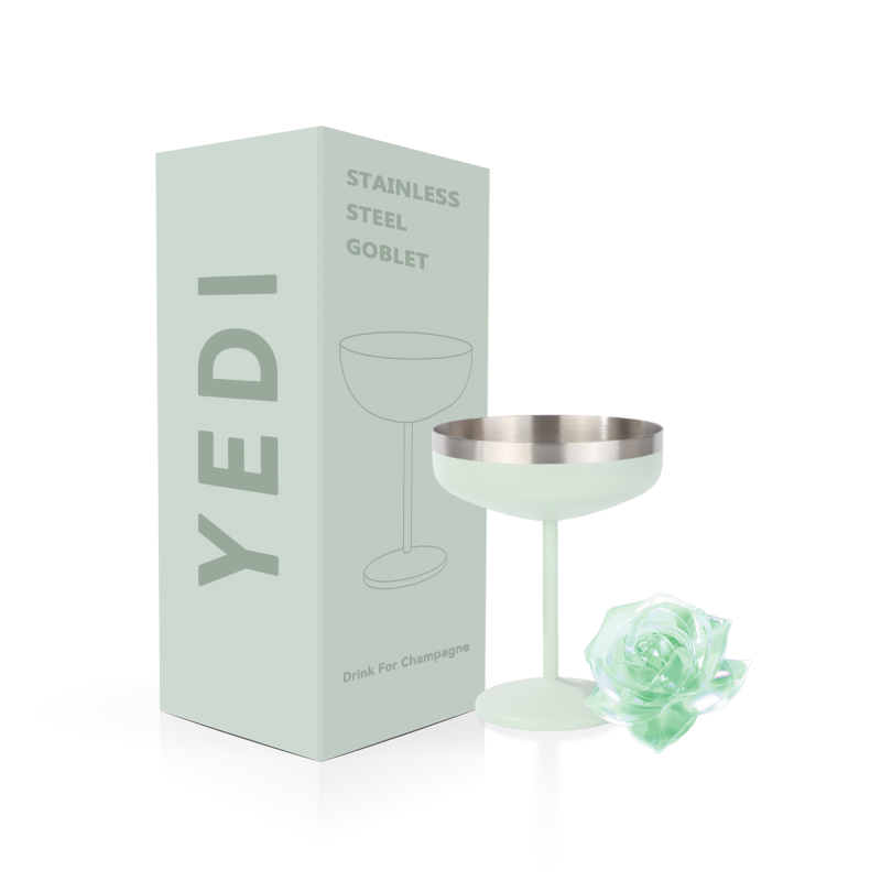 YEDI BPA Free 300ml 18/8 Stainless Steel Cocktail Glass Wine Tumbler