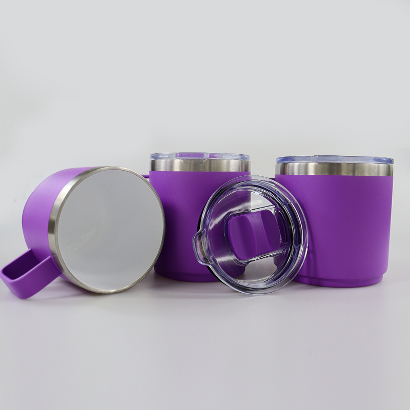 Custom Logo 12oz Powder Coated Double Wall Vacuum Insulated Stainless Steel Tumbler Durasip Ceramic Lining Coffee Business Gifts