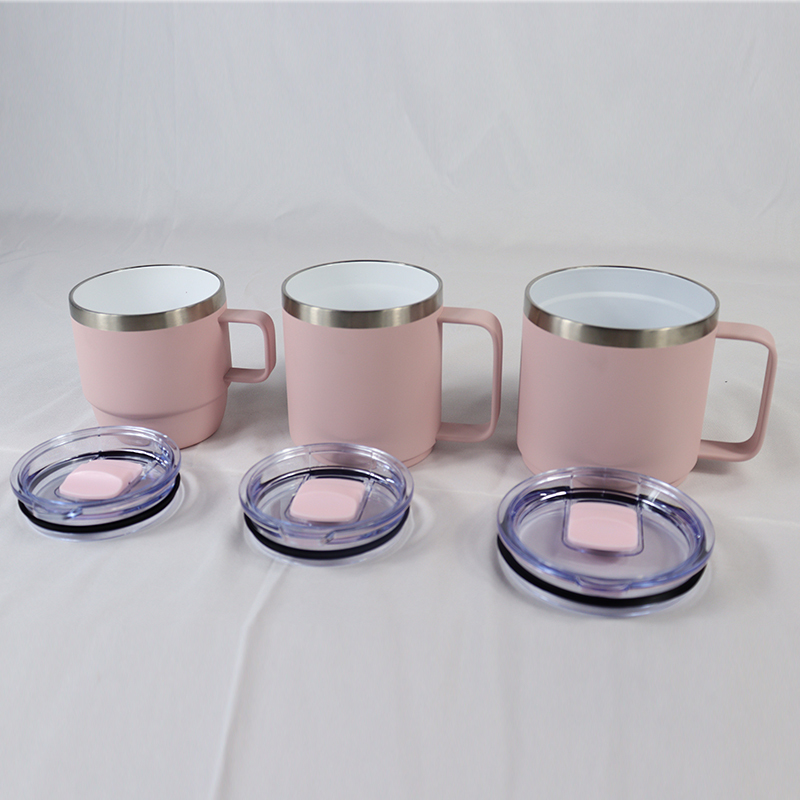Custom Logo 12oz Powder Coated Double Wall Vacuum Insulated Stainless Steel Tumbler Durasip Ceramic Lining Coffee Business Gifts