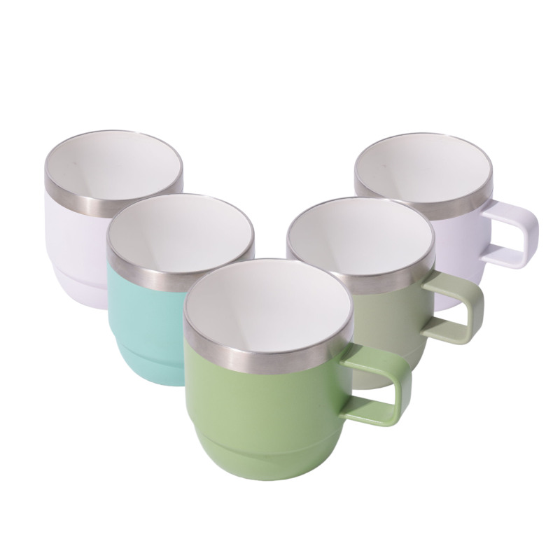 High Quality Cute Seafoam Stackable Thermal 10 oz Tumbler Stainless Steel Espresso Coffee Mug With Durasip Ceramic Lining