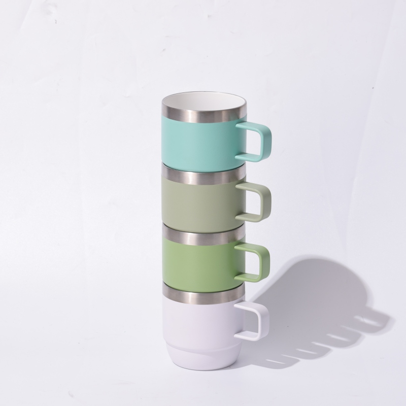 High Quality Cute Seafoam Stackable Thermal 10 oz Tumbler Stainless Steel Espresso Coffee Mug With Durasip Ceramic Lining