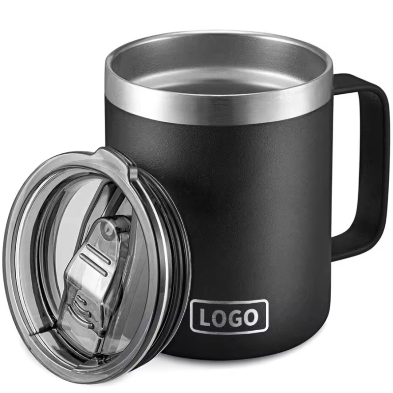 YEDI China Supplier 14 oz Custom logo Double Wall Vacuum Insulated Coffee Mug with Handle and Lid Stainless Steel Coffee Mug
