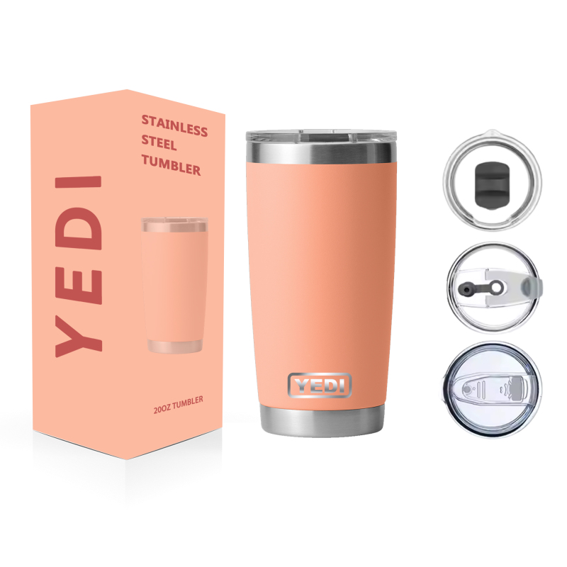 YEDI 20 oz Double Wall Insulated Stainless Steel Tumbler Seafoam Travel Coffee Mug with Magnetic Lid and 20 oz Flask Tumblr