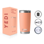 YEDI 20 oz Double Wall Insulated Stainless Steel Tumbler Seafoam Travel Coffee Mug with Magnetic Lid and 20 oz Flask Tumblr