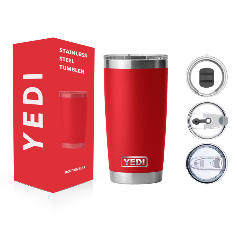 YEDI 20 oz Double Wall Insulated Stainless Steel Tumbler Seafoam Travel Coffee Mug with Magnetic Lid and 20 oz Flask Tumblr
