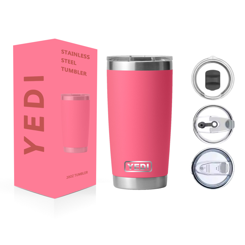 YEDI 20 oz Double Wall Insulated Stainless Steel Tumbler Seafoam Travel Coffee Mug with Magnetic Lid and 20 oz Flask Tumblr