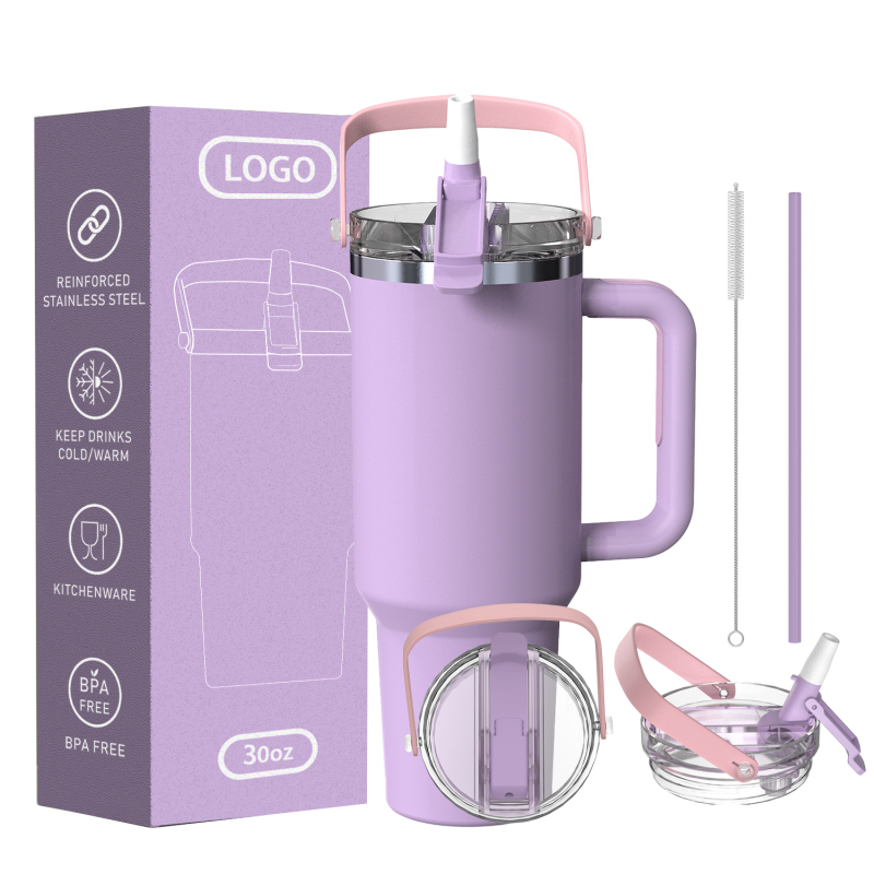 Adventure 30 oz Double Wall Stainless Steel Tumbler with Handle Custom Logo Square Shape-for Travel Camping Beer Drinking