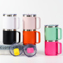 Custom 10oz & 14oz Insulated Double Wall Stainless Steel Travel Mug Camper Camping Tumbler with Handle Lid Vacuum Flask Thermos