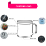 Custom 10oz & 14oz Insulated Double Wall Stainless Steel Travel Mug Camper Camping Tumbler with Handle Lid Vacuum Flask Thermos
