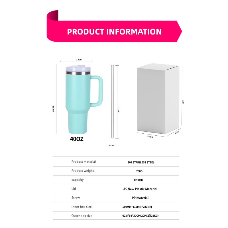 YEDI Customized Double Wall Stainless Steel Tumbler Insulated Water Bottle with Travel Handle and Wide Mouth Straw for Mugs