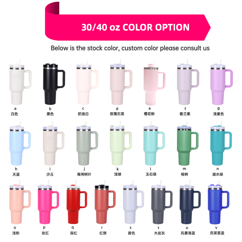 YEDI Customized Double Wall Stainless Steel Tumbler Insulated Water Bottle with Travel Handle and Wide Mouth Straw for Mugs