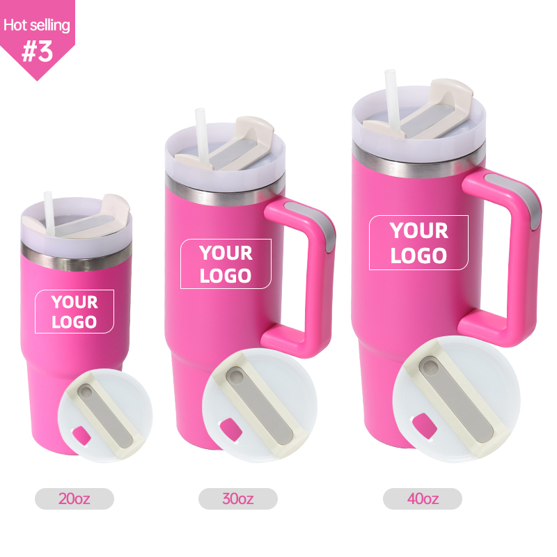 YEDI Customized Double Wall Stainless Steel Tumbler Insulated Water Bottle with Travel Handle and Wide Mouth Straw for Mugs