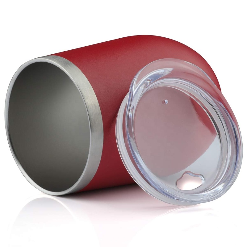 YEDI Custom logo 12 oz Double Walled Egg Shaped Mug Stainless Steel Personalized Stemless Wine Tumbler with Sliding Lid