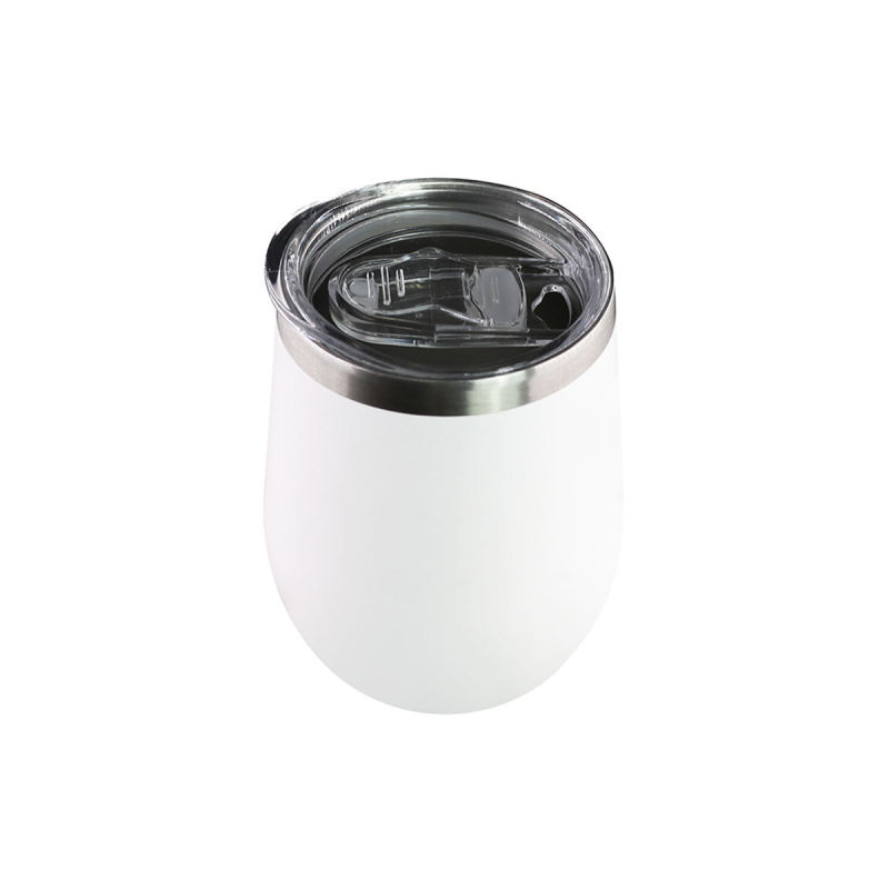 YEDI Custom logo 12 oz Double Walled Egg Shaped Mug Stainless Steel Personalized Stemless Wine Tumbler with Sliding Lid