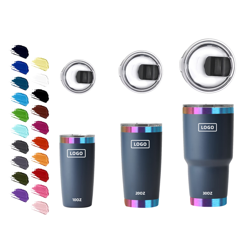 Custom Logo 10oz 20oz 30oz Rainbow Plated Stainless Steel Vacuum Insulated Tumblers Car Cup Drinking Coffee Mug in Rainbow Color