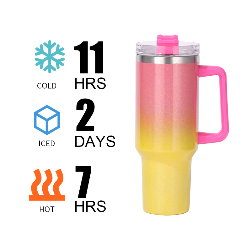 30oz 40oz Large Capacity 304 Stainless Steel Tumbler Insulated Water Bottle Handle Lid Straw for Outdoor Vacuum Flask Thermos