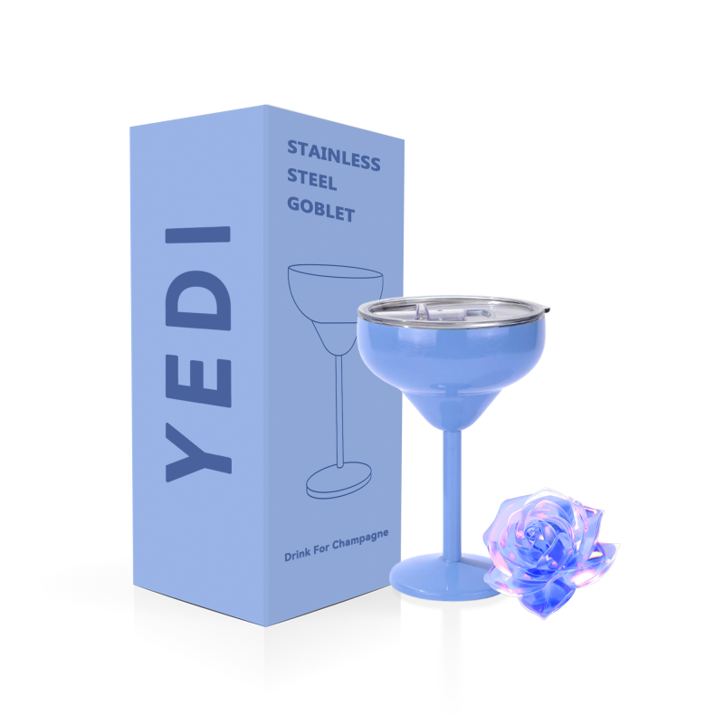 YEDI Unique Stainless Steel Wine Glass with Travel Wine Glass Lid Customizable Martini Tumbler Mug for Party
