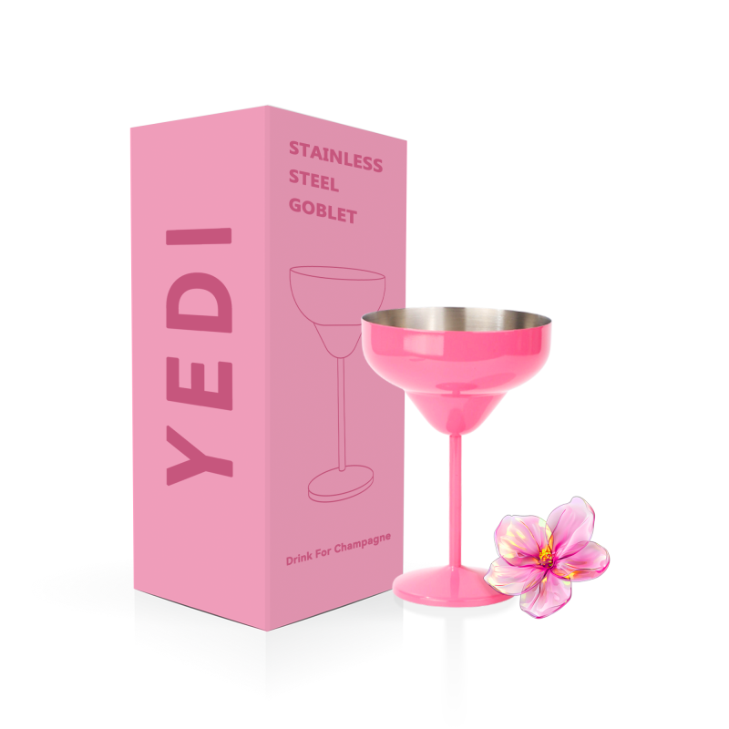 YEDI Unique Stainless Steel Wine Glass with Travel Wine Glass Lid Customizable Martini Tumbler Mug for Party