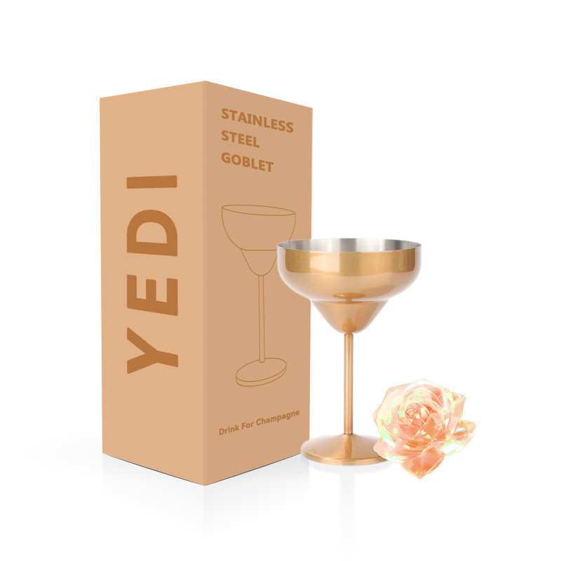 YEDI Unique Stainless Steel Wine Glass with Travel Wine Glass Lid Customizable Martini Tumbler Mug for Party