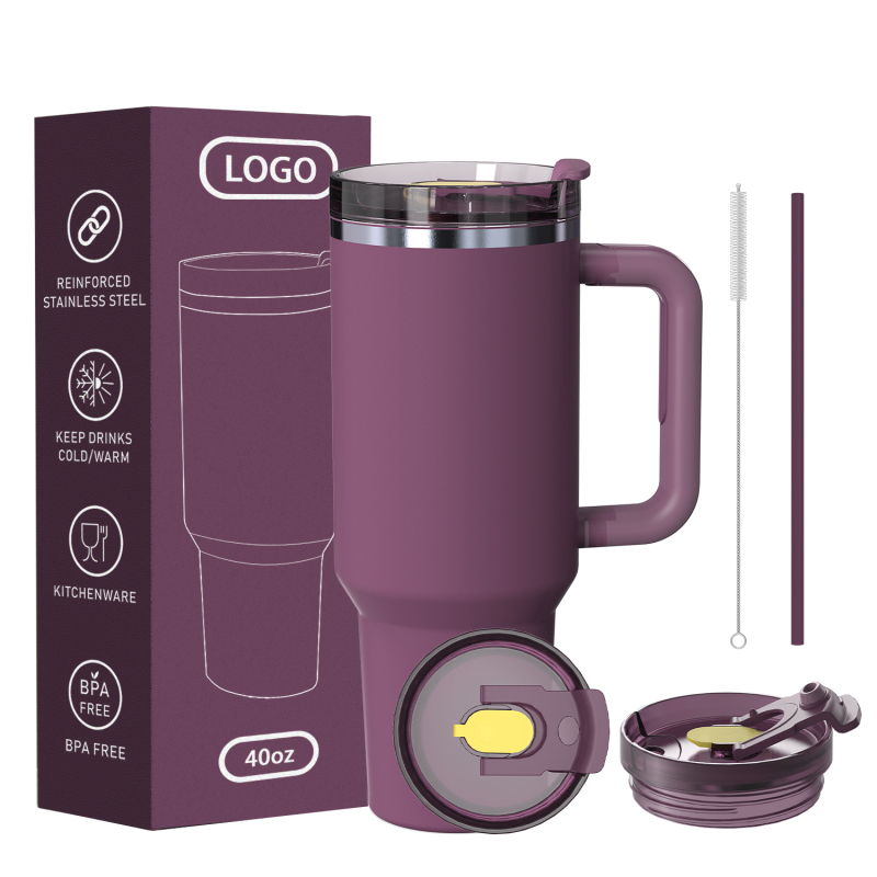 Gobelet isotherme en acier inoxydable de grande capacité de 40 oz, design carré, chope à bière de voyage avec grand diamètre, type bouteille sous vide