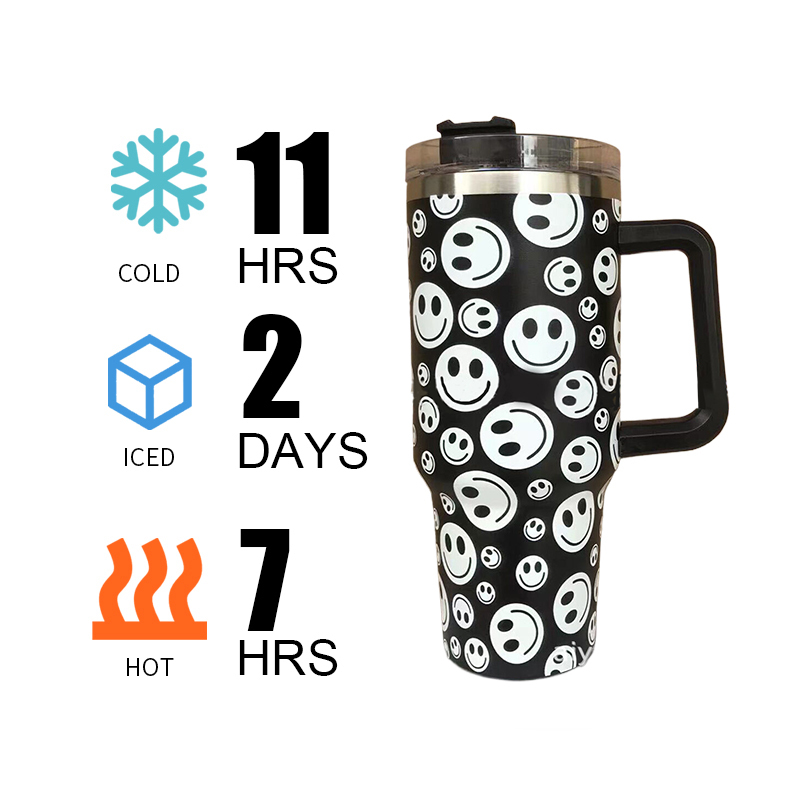 YEDI 40oz Adventure Insulated Stainless Steel Tumbler with Handle and Lid Reusable Beer Mug Cup