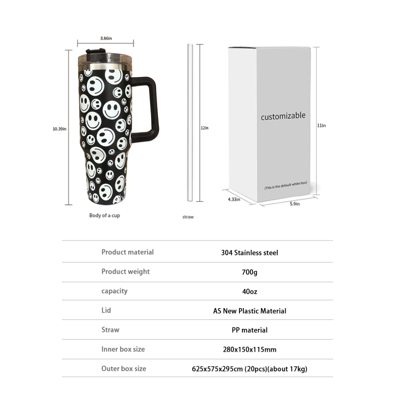 YEDI 40oz Adventure Insulated Stainless Steel Tumbler with Handle and Lid Reusable Beer Mug Cup