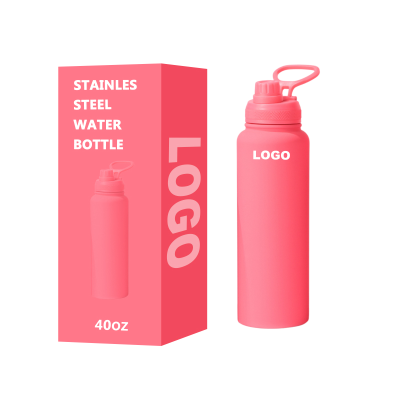 Bouteille d'eau à double paroi en acier inoxydable 40 avec logo personnalisé, 304 g, 100 % étanche, isolée sous vide, pour voyage et sport