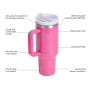 40oz H2.0 Rainbow Paint Double Wall Vacuum Tumbler with Handle and Straw Reusable Stainless Steel Mugs