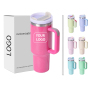 40oz H2.0 Rainbow Paint Double Wall Vacuum Tumbler with Handle and Straw Reusable Stainless Steel Mugs