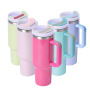 40oz H2.0 Rainbow Paint Double Wall Vacuum Tumbler with Handle and Straw Reusable Stainless Steel Mugs