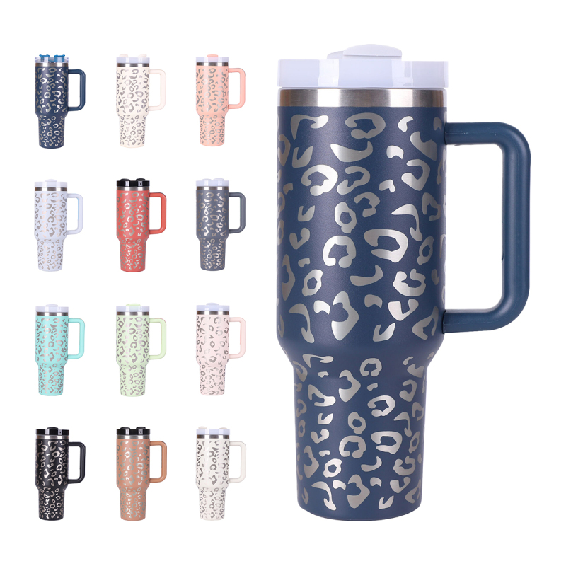 Most Popular 40oz Insulated Leopard Tumbler Stainless Steel Coffee Tumbler with Handle 40oz  Tumbler Vacuum Travel Mug