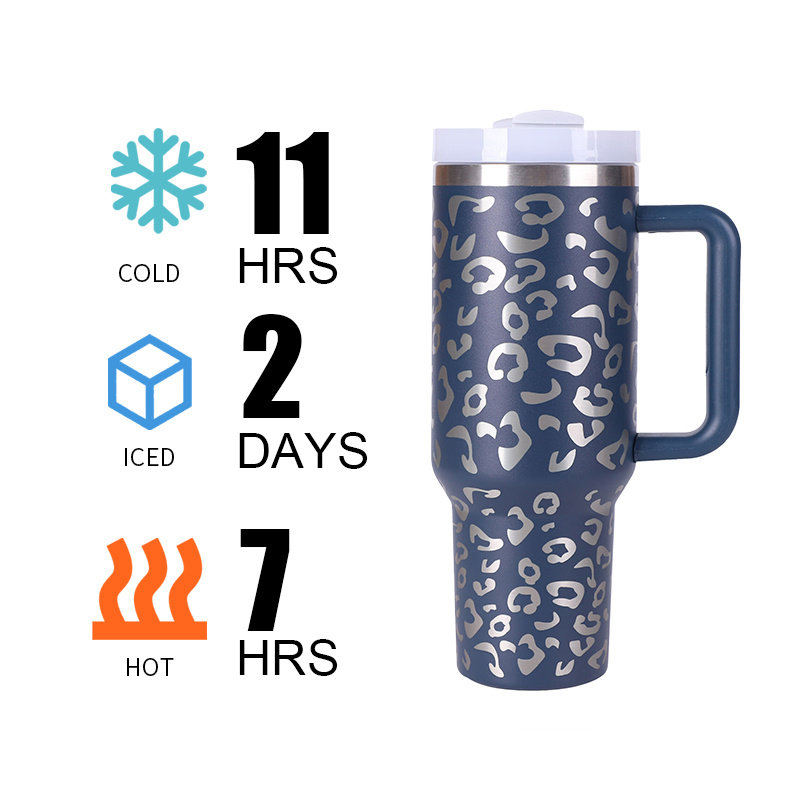 Most Popular 40oz Insulated Leopard Tumbler Stainless Steel Coffee Tumbler with Handle 40oz  Tumbler Vacuum Travel Mug
