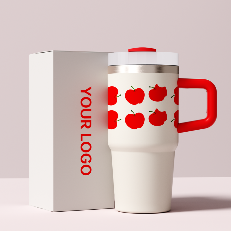 Gobelet isotherme pour enfants YEDI 18/8 à double paroi de 20 ml, style américain, en acier inoxydable, avec poignée et paille