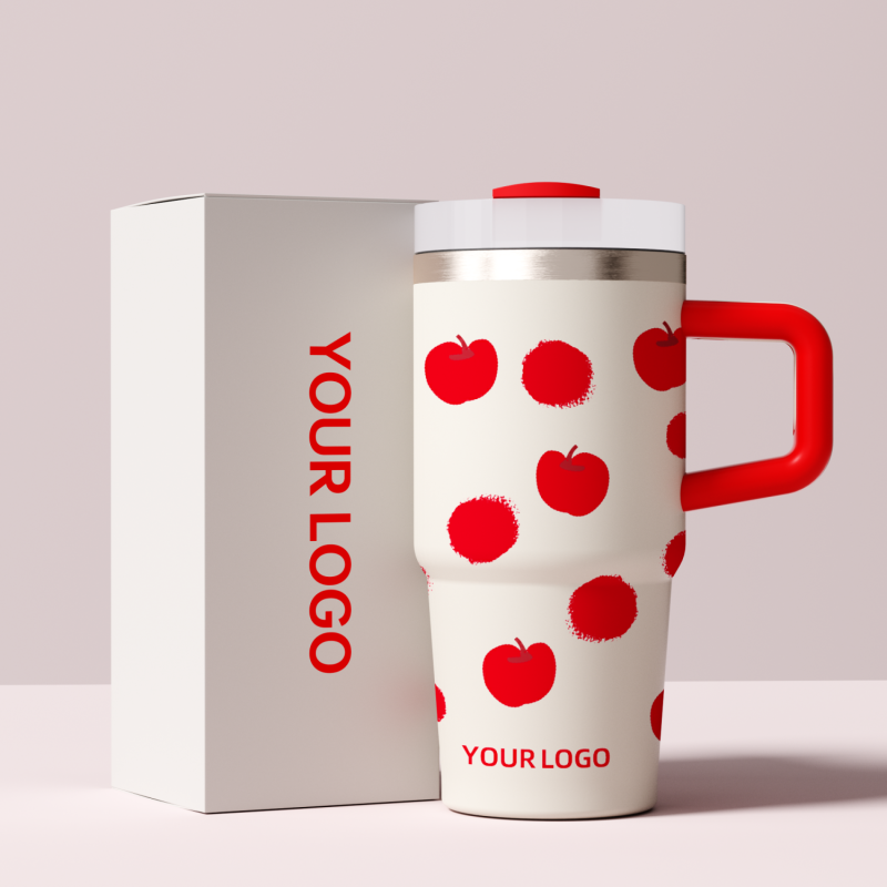 Gobelet isotherme pour enfants YEDI 18/8 à double paroi de 20 ml, style américain, en acier inoxydable, avec poignée et paille