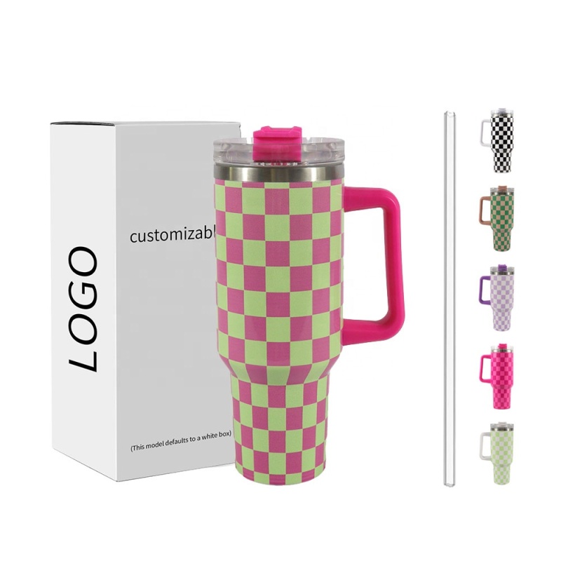 Christmas Design Full Printed 40oz Double Wall Stainless Steel Tumbler with Handle and Straw Lid for Hot and Cold Drinking