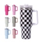 Christmas Design Full Printed 40oz Double Wall Stainless Steel Tumbler with Handle and Straw Lid for Hot and Cold Drinking