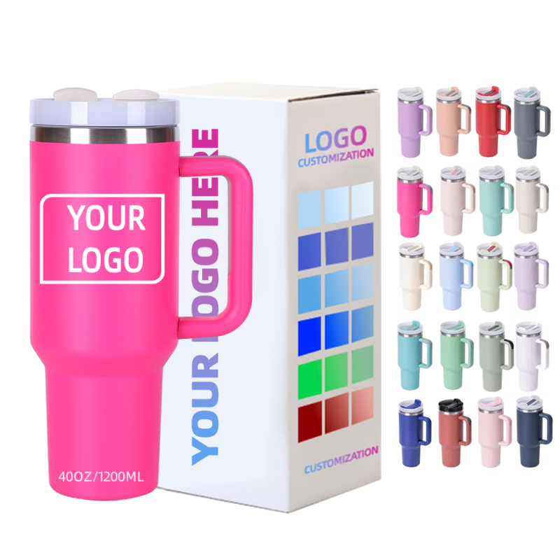 Индивидуальный стакан 40 унций из нержавеющей стали с вакуумной изоляцией металлическая дорожная кружка Temos кофейная чашка 20 унций 30 унций 40 унций стакан с ручкой логотип