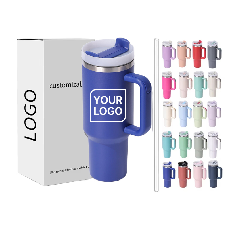 Индивидуальный стакан 40 унций из нержавеющей стали с вакуумной изоляцией металлическая дорожная кружка Temos кофейная чашка 20 унций 30 унций 40 унций стакан с ручкой логотип
