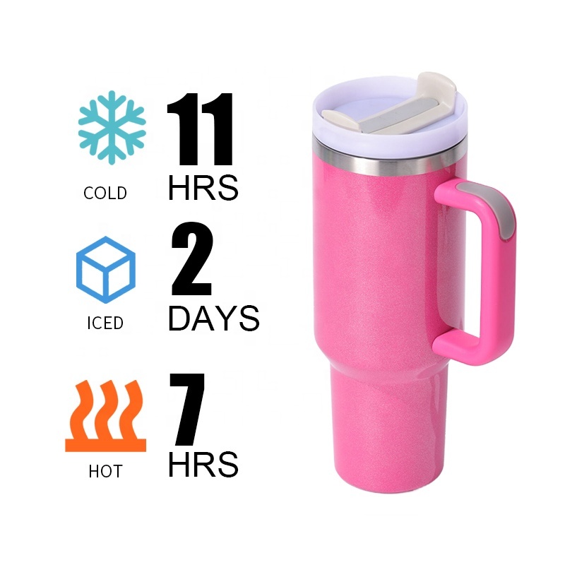 40 oz Tumbler with Handle and Straw Lid Stainless Steel Insulated Travel Coffee Sublimation Mug  Leak-Proof Thermos Water Bottle